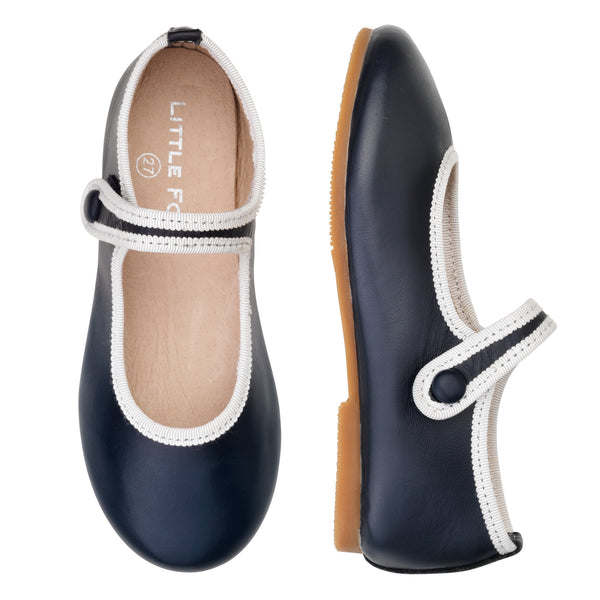 Angel Mary Jane Shoes - Navy/White Trim